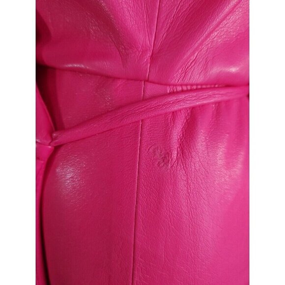 MSGM Faux-Leather Midi Wrap Dress Size 40 US 4 S Pink - Picture 9 of 16